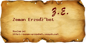 Zeman Erzsébet névjegykártya